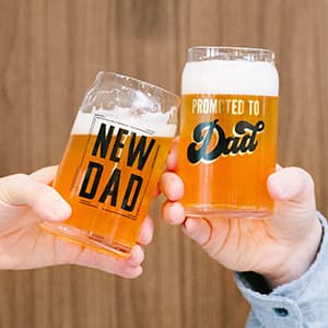 Pearhead Promoted to Dad Beer Glass for Dads to Be, Father's Day, Grandpa Gift, New Dads or Father’s Day, Fatherhood Pint Glass, Bar Accessory, Novelty Dad Accessory, 16oz