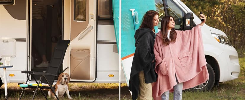 Bedsure Wearable Blanket Hoodie, Long Hooded Blanket Sweatshirt as Birthday Gifts for Women, Cozy Sherpa Hoodie for Adult, Standard, Grey