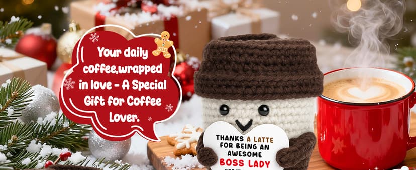 Boss Gifts for Women Boss Lady Leader Manager Supervisor Christmas Birthday Handmade Crochet Coffee Mug Cup Gifts Bosses Day Coffee Lover Thank You Best Great Leader Female Desk Office Decor