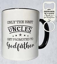 Best Godmother Ever Mug 12 Ounces Ceramic Coffee Cup Floral Beige with Keychain, Gift for Godmother Birthday, Mother’s Day, Christmas from Godchild