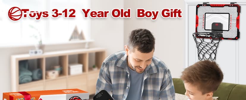 Indoor Basketball Hoop for Kids 5 6 7 8 9 10+Years Old Boys,Mini Basketball Hoop Over The Door Mini Hoop with Electronic Scoreboard & 3 Balls,Kids Basketball Hoop Sport Toys for Gift for Boys Age 5-10