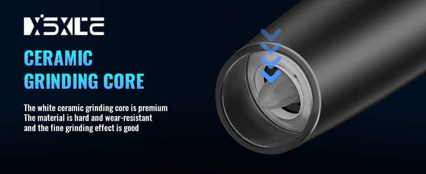 XinXu Gravity Electric Pepper and Salt Grinder Set, Adjustable Coarseness, Battery Powered with LED Light, One Hand Automatic Operation, 2 Pack/Black