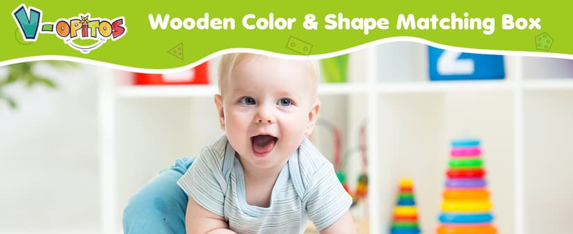 V-Opitos Montessori Toys for Toddler 1+ Year Old, Wooden Color & Shape Sorting Matching Box, Early Learning Toys for 12-18 Month, Age 1, 2, 3, Ideal Christmas, Birthday Gifts for Boy & Girl