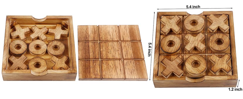 Glintoper Tic Tac Toe & 4 in a Row Tables Game Set, Classic Board Line Up 4 for Living Room Rustic Table Decor and Use as Game Top Wood Guest Room Decor Strategy Board Games for Families