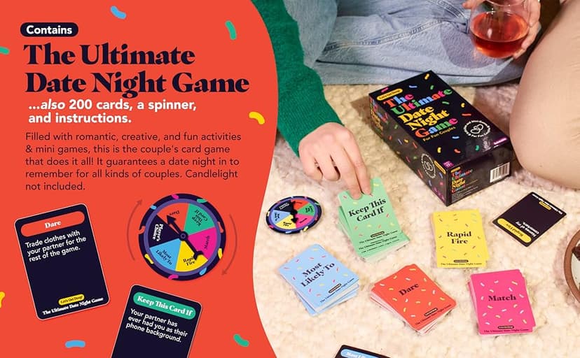 The Ultimate Date Night Game by Relatable, Great for Couples Games and Stay at Home Date Night Ideas, From The Makers of Let's Get Deep Relationship Card Game, Includes 300 Cards & Spinner