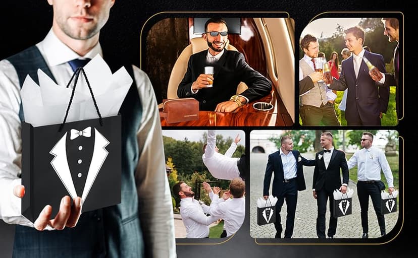 60Pcs Groomsmen Gifts Groomsmen Proposal Box with Shot Glasses Socks Sunglasses PU Leather Toiletry Bag Bottle Opener Can Cooler Groomsman Gifts for Wedding Groomsmen Best Man Gift (60, Brown)