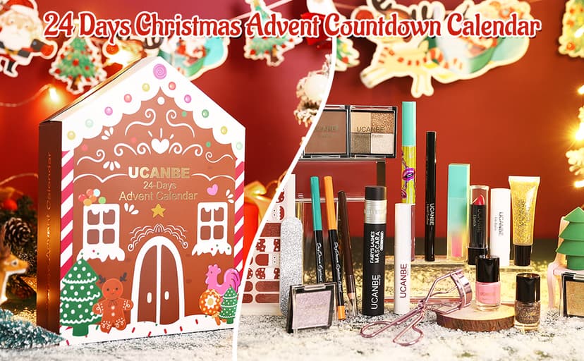 Makeup Advent Calendar 2025, 24 Days Christmas Gift Makeup Sets For Women, UCANBE 2025 Xmas Countdown Calendar Full Makeup Kits Beauty Makeup & Cosmetic For Teens, Girls Gift