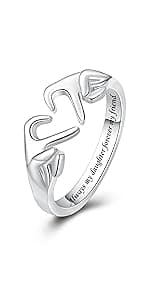 925 Sterling Silver Heart Claddagh Rings for Women Teens, Adjustable White Gold Plated Ring Friendship Promise Love Heart Jewelry Rings Mothers Day Valentines Holiday Gifts for Women Friends