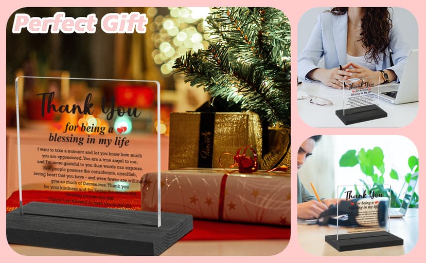 Thank You Gifts for Women Men, Appreciation Gifts for Friends, Birthday Retirement Gifts for Mom Family, Thank You for Being A Blessing in My Life Home Office Desk Décor Sign, DSF135