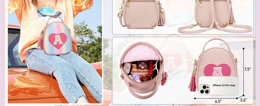 KKXIU Purse Gifts for Girls Cute Little Girl Crossbody Bag Heart Kids Small Backpack with Tassel (A)