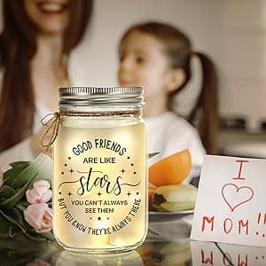 Kenon Mason Jar Night Light for Bestie, Birthday Day Gifts for Women, Home Decoration Lights, Personalized Mason Jar Mothers Day Christmas Gifts for Best Friends Sister