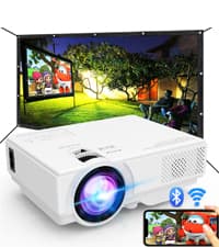 Projector with WiFi and Bluetooth, Upgrade Outdoor Projector, Mini Movie Projector Supports 1080P Synchronize Smartphone Screen by WiFi/USB Cable for Home Entertainment