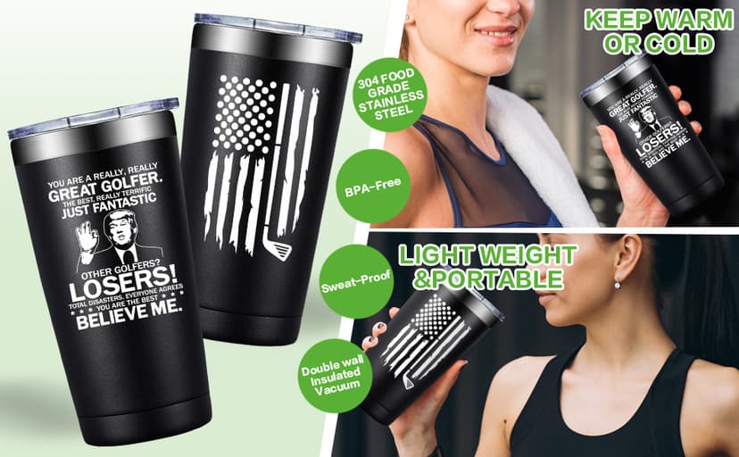 SpenMeta Golf Gifts for Men, Dad, Grandpa - Christmas Fathers Day Golf Gifts for Dad - Great Golfer Player Present - 20oz Golfer Tumbler Cup