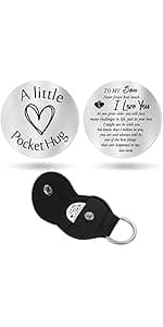 Sureio Pocket Hug Token Gift Long Distance Relationship Keepsake Inspirational Gift with Keychain