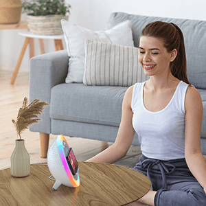 Bluetooth Speaker Night Lightsr,Wireless Charging Modern Speaker,Best Teenage Birthday Gift Ideas Tween Girls Gifts/Please use The Original Adapter