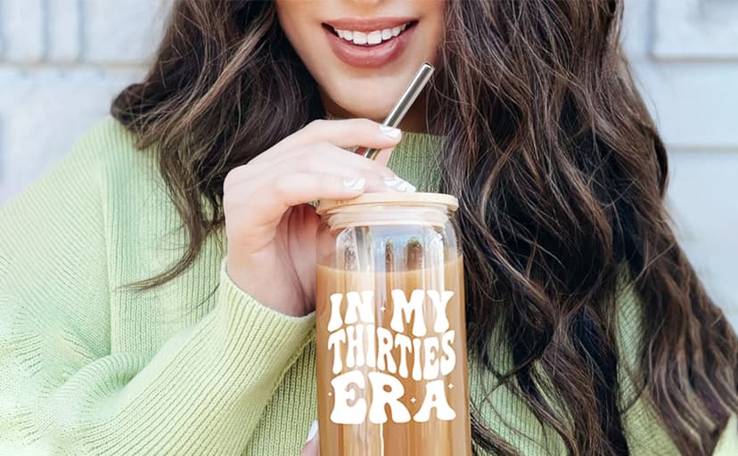 30th Birthday Gifts for Women, Unique 30 Year Old Birthday Gifts for Women, 30th Bday Decorations for Her, Gift for 30th Bday Woman w/ 16oz Coffee Cup, Candle, Bracelet, Hair Clip, Card, 7PCS