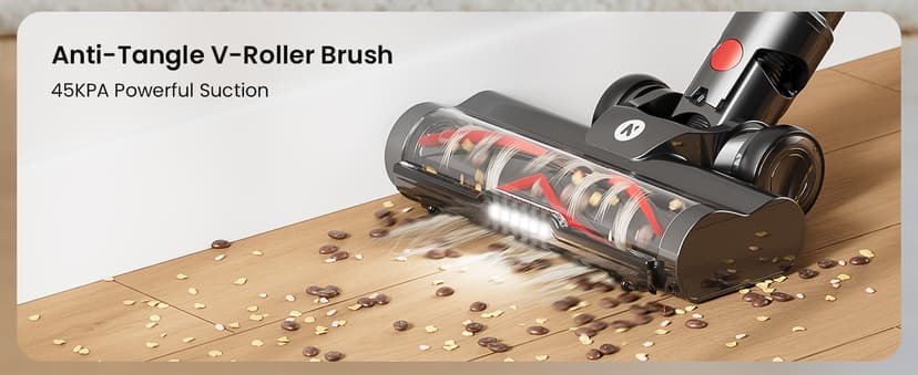 NADALY Cordless Vacuum Cleaner, 550W 45Kpa 65Mins Vacuum Cleaners for Home, Stick Vacuum with LED Display, Anti-Tangle, Self-Standing, 8-in-1 Lightweight Vacuum for Hardwood Floor/Carpet/Pet Hair