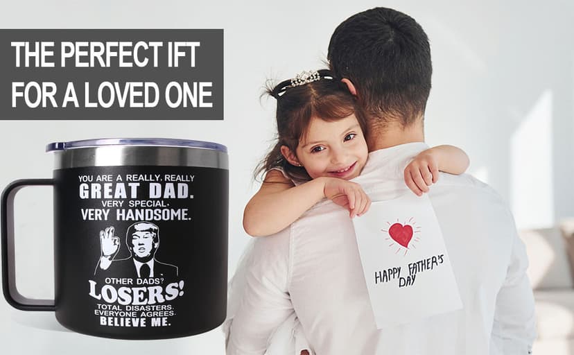 Fathers Day Dad Gifts from Daughter Son,Christmas Birthday Gifts for Step Dads Father in Law Him Bonus Daddy,Gift for Men Papa Grandpa Uncle Stepdad,14 oz Black Tumbler Mug