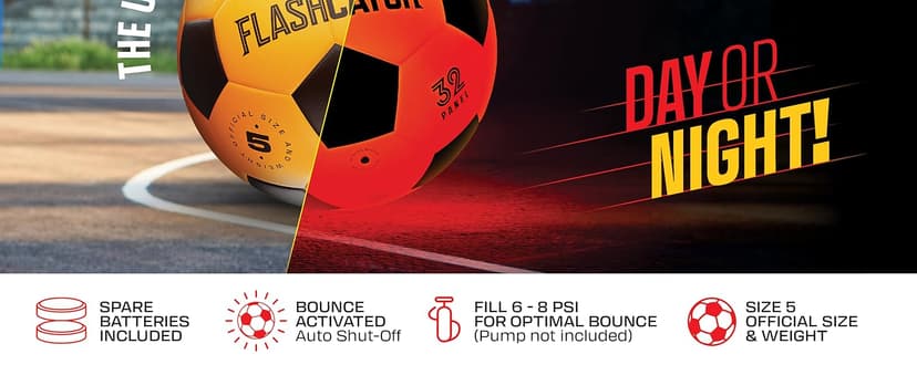 Light Up Soccer Ball - Glow in The Dark - NO 5 - Sports Gear Gifts for Boys & Girls 8-15+ Year Old - Kids, Teens Gift Birthday Ideas - Cool Boy Toys Ages 8 to 15 Glowing Night Activity