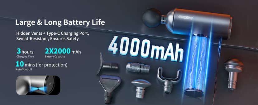 arboleaf Massage Gun deep Tissue, 6 Speeds Powerful Handheld Percussion Muscle Massager Gun with Portable Travel Case for Back, Shoulder, Sore Muscles, Pain Relief for Athletes, Relax, Gifts