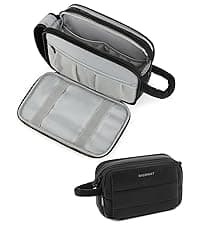 BAGSMART Toiletry Bag for Men, Travel Toiletry Organizer Dopp Kit Water-resistant Shaving Bag for Toiletries Accessories, Door Room Essentials, Black-medium