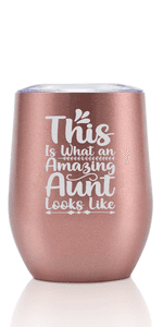 Onebttl Great Aunt Gifts from Niece, Nephew, Insulated Stainless Steel Wine Tumbler with Lid and Straw, Auntie Gifts for Mother’s Day, Birthday, Christmas, 20 oz, Rose gold, World's Greatest Great