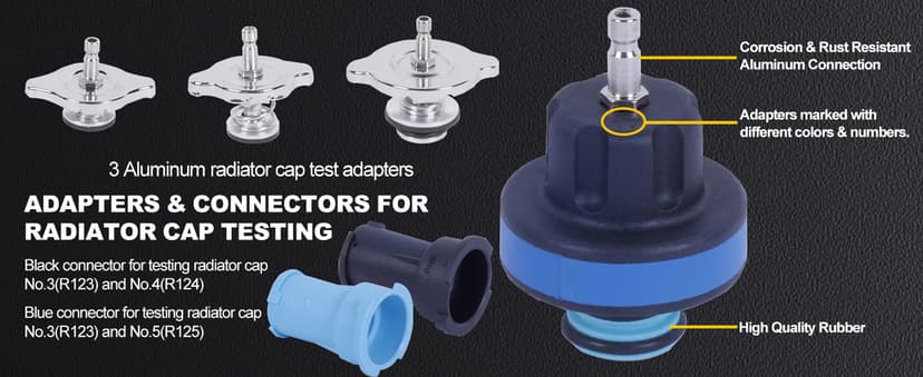 28pcs Universal Radiator Pressure Tester Kit, Tester Pneumatic Vacuum Cooling System Purge Refill Leak/Refiller Set, Universal Automotive Domestic/Import Vehicles, Motorcycle