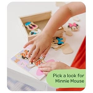Melissa & Doug Disney Minnie Mouse Dress-Up Puzzle, 18 Pieces Mix and Match Outfits, Sorting & Matching Toy with Storage Case, Educational Puzzle for Toddlers Ages 3+