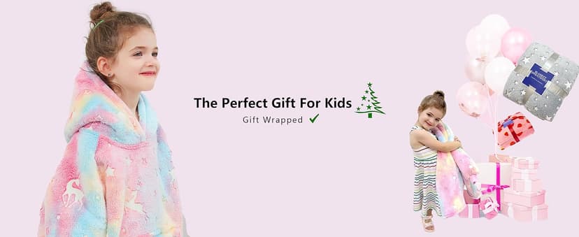 KFUBUO Wearable Blanket Hoodie for Kids Sherpa Patterns Oversized Sweatshirt Blanket With Pocket 6-10 Year Old Girl Boy Birthday Gifts Cat