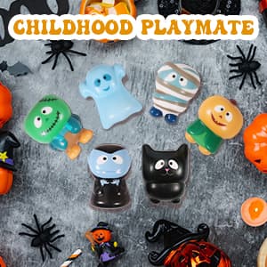 New 6 Packs-Halloween Squishies Toys Slow Rising Party Favors:Pumpkin,Zombie,Black Cat,Mummy,Vampire,Ghost Halloween Treat Bag Classroom Prizes,Stress Relief Toys for Kids Toddlers Gift