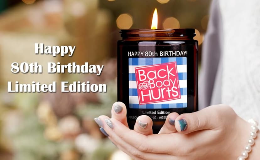 80th Birthday Gifts for Women, 80th Birthday Gifts for Men, Happy Decorations Scented Candles for Dad Mom Card Cake Topper Napkins Banner Balloons Party Best 80 Year Old Ideas