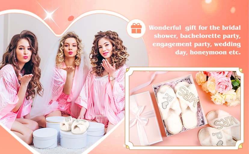 Tarpop Bride Slippers Mrs Slipper for Wedding with Personalized Initial Pearl Design Bridal Gifts