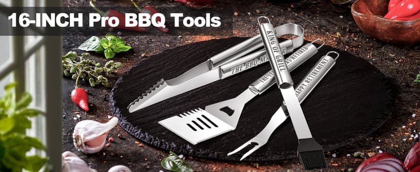 Retirement Gifts for Men, Retired Gifts for Men, Dad, Grandpa, Coworker, Teacher, Boss, Grilling Accessories, Heavy Duty Stainless Steel Grill Set BBQ Grill Tools for Outdoor Grill with Aluminum Case