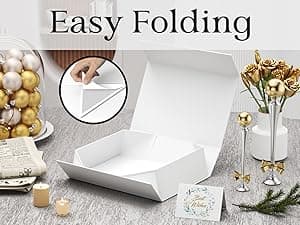 White Gift Box, 9.5x6x3'' Gift boxes for Presents with Lids Magnetic Closure Rectangle Collapsible for Bridesmaid Proposal Box, Wedding, Christmas, Halloween, Birthday Gift Packging