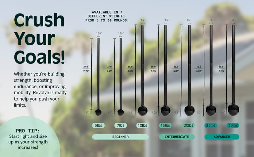 Retrospec Revolve Steel Macebell for Strength Training, Rehabilitation, Stretching, Conditioning and Rotational Training - 5, 7, 10, 15, 20, 30lb Options for Women & Men