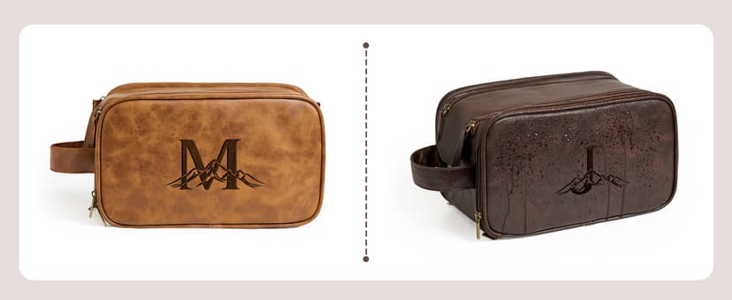 Janhavi Personalized Toiletry Bag for Men, Gifts for Boyfriend, Toiletry Bag For Shower Caddy,Personalized Initials & Mountain, Mens Toiletry Travel Bag, Travel Essentials for Men (Brown J)