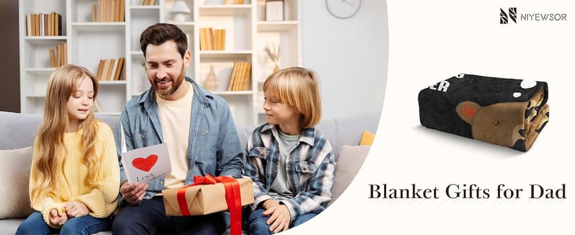 Niyewsor Blanket Gifts for Dad, Funny Dad's Snoring Corner Blanket, Dad Birthday Gift from Daughter Son, Present for Father/Daddy/Stepdad on Fathers Day, Christmas, 60"x50"