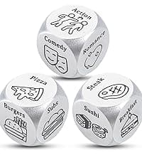 Anniversary Steel Gifts for Him Her Date Night Dice Gift for Boyfriend Girlfriend Wife Husband Couple Women Men Food Dice Decider Sweetest Day Birthday Wedding Valentines Christmas White Elephant