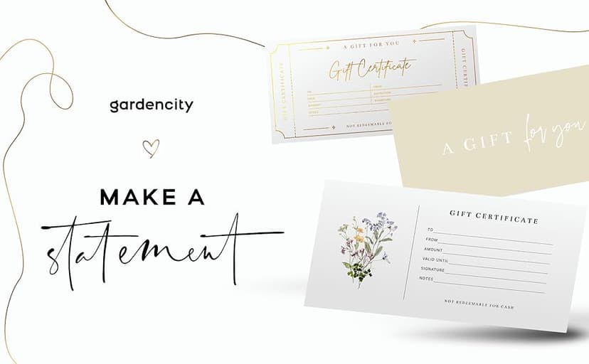 Blank Gift Certificates with Envelopes, 3.5" x 7.25" Blank Gift Certificates for Business, Christmas Gifts, Salon, Spa, Birthday, Mother’s Day or Holiday Gifting, 25 Custom Cards (Gold)