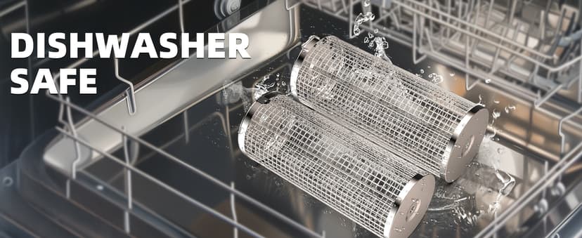 Rolling Grill Basket, Removable Wooden Handle, 304 Stainless Steel, Nesting Smoker Net, BBQ Accessories Tools for Vegetable Shrimp, Outdoor Cooking Camping, Birthday Gifts for Men Dad Husband