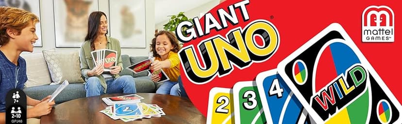 Mattel Games Giant UNO Card Game for Kid, Adult & Families, Color Blind Accessible & Customizable Large Deck