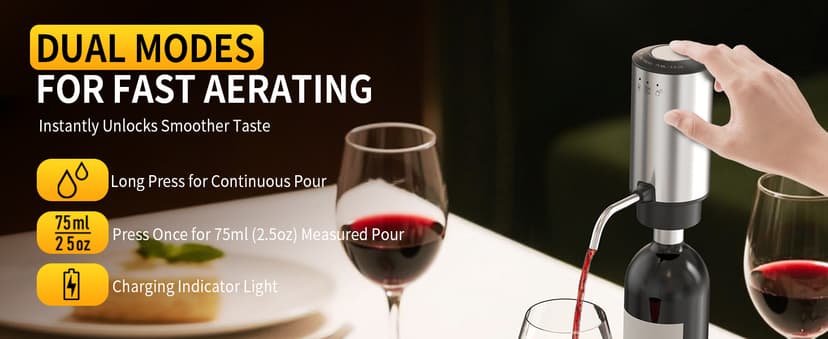 CIRCLE JOY Rechargeable Electric Wine Opener Set 8-in-1 Stainless Steel Automatic Wine Bottle Opener Gift Set w/Electric Wine Aerator Pourer, Foil Cutter, Wine Drip Ring, Vacuum Pump & 2 Wine Stoppers