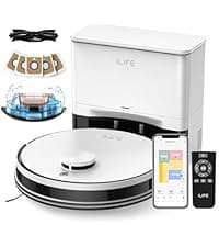ILIFE A12 Pro Robot Vacuum and Mop Combo, Self Emptying Station for 60 Days, LiDAR Navigation, Home Mapping, No-Go Zones, 2.4G WiFi/App/Alexa/Remote Control, for Hard Floors, 110V