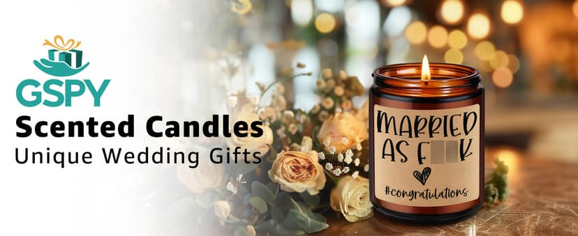 GSPY Scented Candles - Newly Wed Gifts for The Couple, Funny Wedding Gifts for Newlyweds, Married Couple - Wedding Congratulations Presents, Honeymoon, Married Present for Bride, Groom
