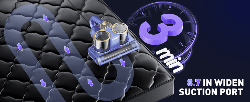 Mattress Vacuum Cleaner, 16kPa Bed Vacuum Cleaner with 253.7nm UV-C Light, Ultrasonic & 140℉ Heating, Dual Cup & Widen Suction Port Handheld Vacuums for Bed, Sofa, Couch, Crib (500W, Corded)