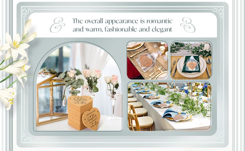 Uiifan 50 Set Wedding Favors for Guest Coaster Gifts Bulk Heart Shaped Coasters Thank You Cards Organza Bags Guest Souvenirs for Wedding Party Bridal Favors