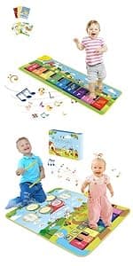 FOKI Floor Piano Mat for Toddlers, Baby Kid Sensory Educational Dancing Keyboard Carpet Animal Sounds Blanket Touch Playmat Musical Mats Birthday Toddler Toys for 1 2 3 4 5 Year Old Boy Girl Gifts