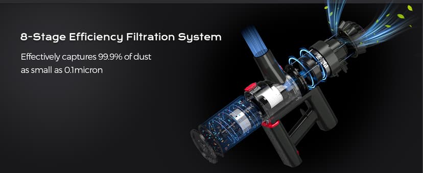 Cordless Vacuum Cleaner, 450W 40KPA Vacuum Cleaners for Home, 45Mins Lightweight Stick Vacuum with Advanced Green Light Tech, Rechargeable Battery Vacuum for Carpet,Pet Hair,Hardwood Floor