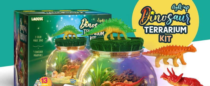 Dinosaur Toys for Kids - Dinosaurs Terrarium Kit for Kids - Birthday Gifts for Boy Ages 4 5 6 7 8-12 Year Old - DIY Dino Toys for Boys - Arts and Crafts Kit for Kid