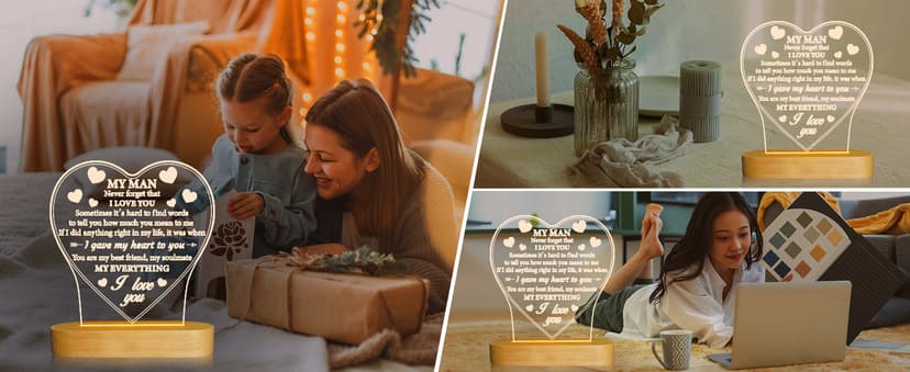 Gifts for Him, I Love U to My Husband's Gifts with Warm Light for Home Decor, Gifts for Birthday, Xmas,Holidays, A Thankyou Gifts for Him Husband Boyfriend My Man